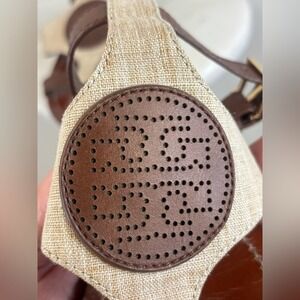TORY BURCH‎ Gladiator Leather Sandal Shoe Ankle Strap Brown Logo Designer 7.5